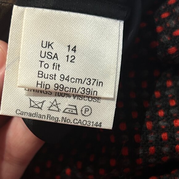 Vintage Jaeger Red Wool Cropped Blazer Tweed Sz 12 80s Corpcore Structured 90s - Picture 4 of 7